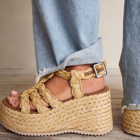 Free People Shoes - Free People Raffia Rendezvous Wedge Sandal